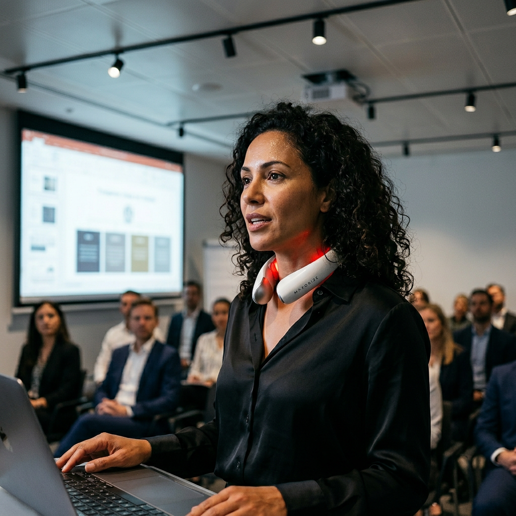 MaxoRize Professional X Classic White - Woman presentation candid