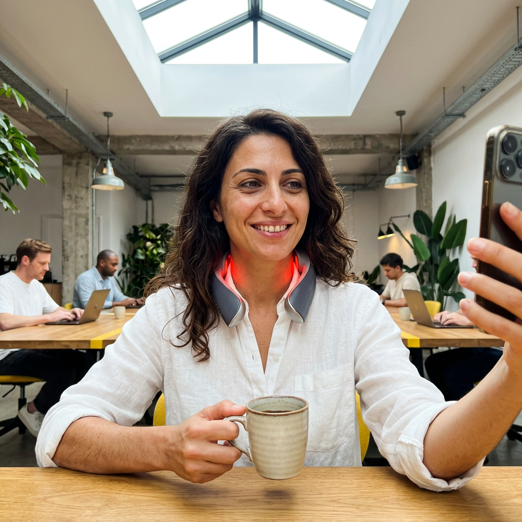 MaxoRize Professional X Slate Grey - Woman coworking selfie